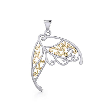 Butterfly Wing Silver and Gold Pendant MPD3586 - Jewelry